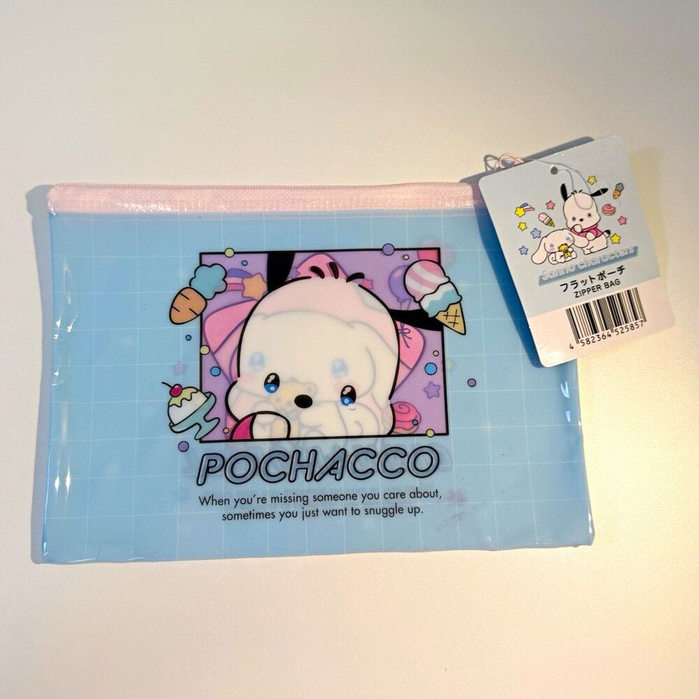 Sanrio Pochacco Cinnamoroll Blue Zipper Bag Pouch